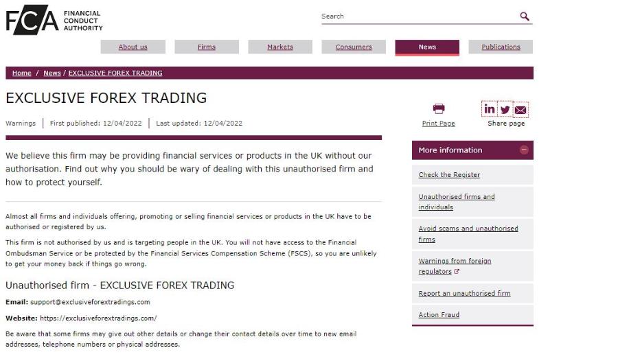 EXCLUSIVE FOREX TRADING FCA