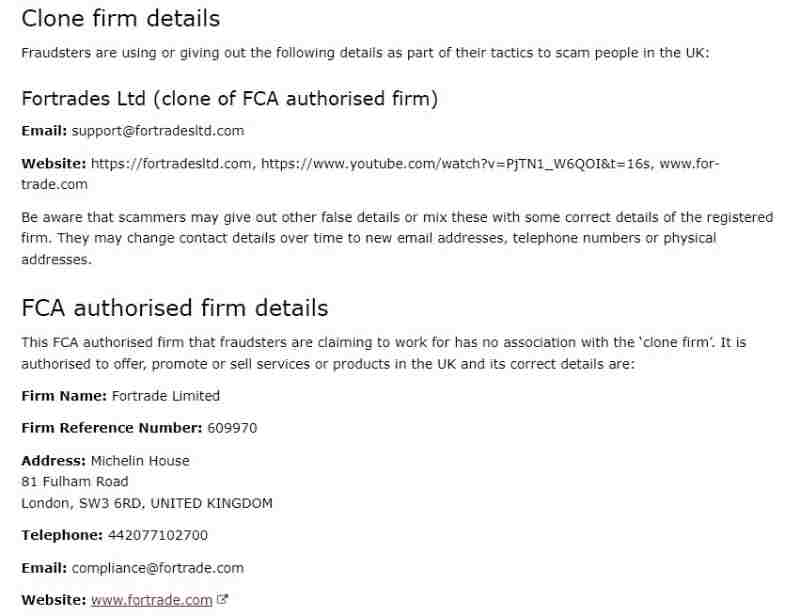 Fortrades Ltd FCA Details