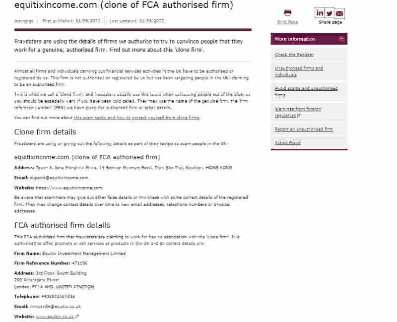 Equitixincome.com FCA